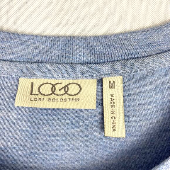 LOGO by Lori Goldstein Tiered Tunic‎ Top Women Size M Blue Lagenlook Grandmacore - Picture 4 of 8
